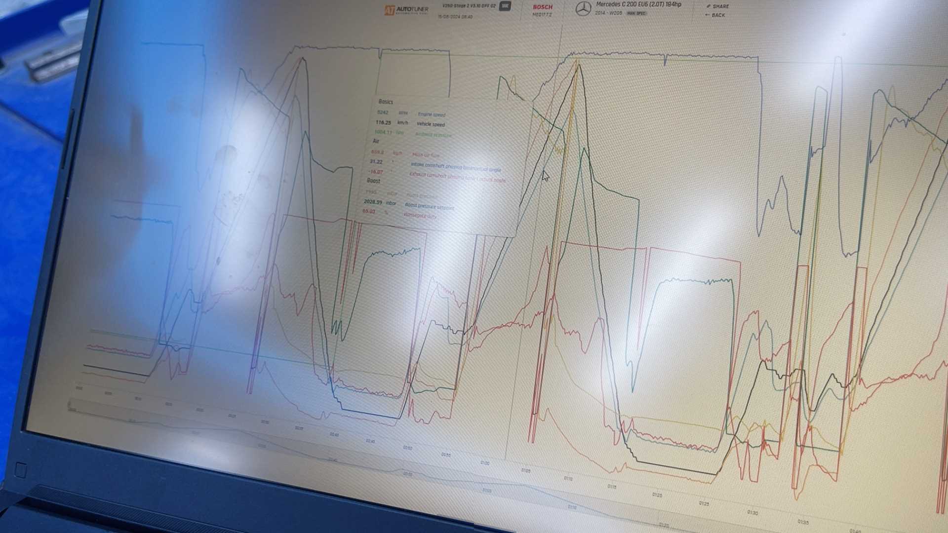 We used Autotuner's online logging tool to analyse the Mercedes V260 M274 engine ECU data. This process involved seven or eight rounds of testing and remapping.  What is Autotuner? You can access more information here, published by Mach5 Performance.